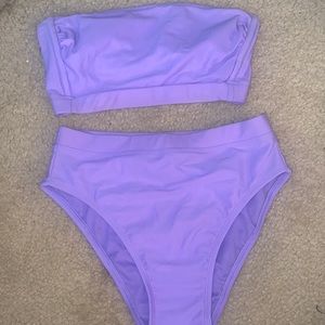 target high waisted bottoms and bandeau bikini set